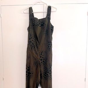 Nooworks Overalls Vintage Psych Green and Black Dots Size Large